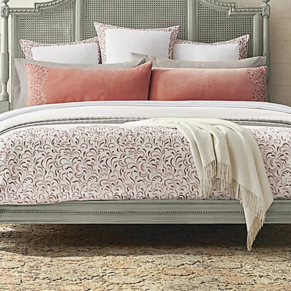 Frontgate Regan Embroidered King Duvet Cover White Warm Clay